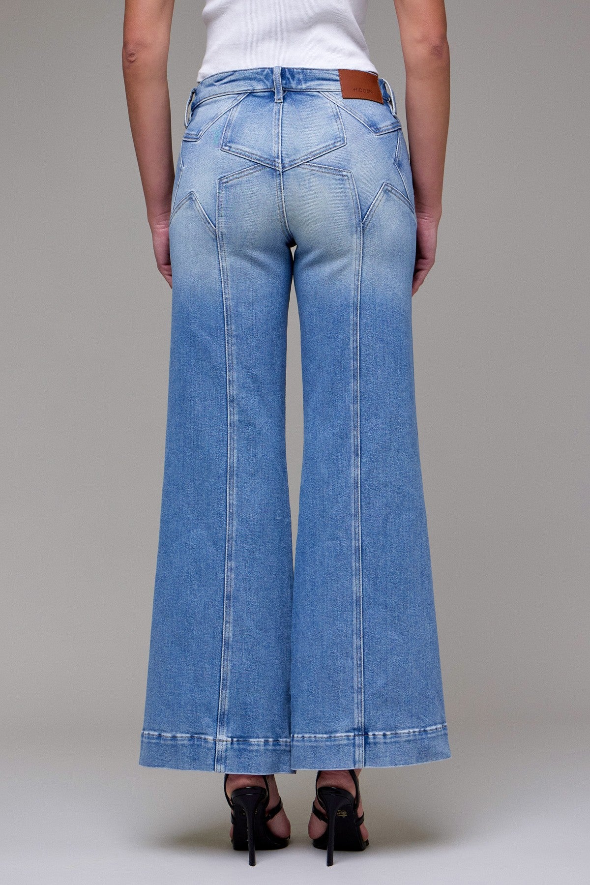 Astra Star Mid Rise Flare Jeans - Back View