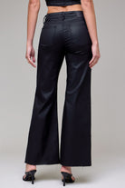 Camille Black Coated Wide Leg Jeans - Back View