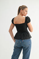 Katherine Black Peplum Corset Top Back View