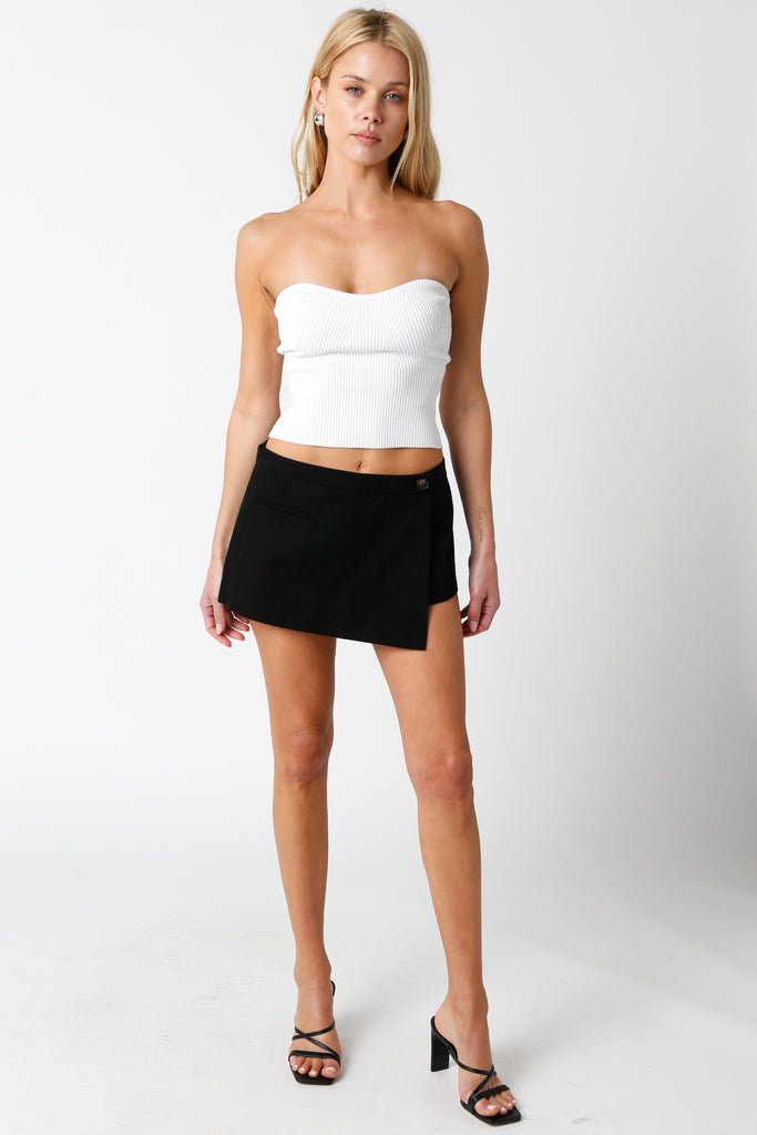 Black Wrap Mini Skort