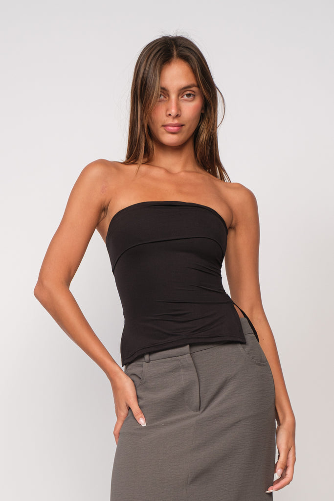 Black Asymmetric Tube Top