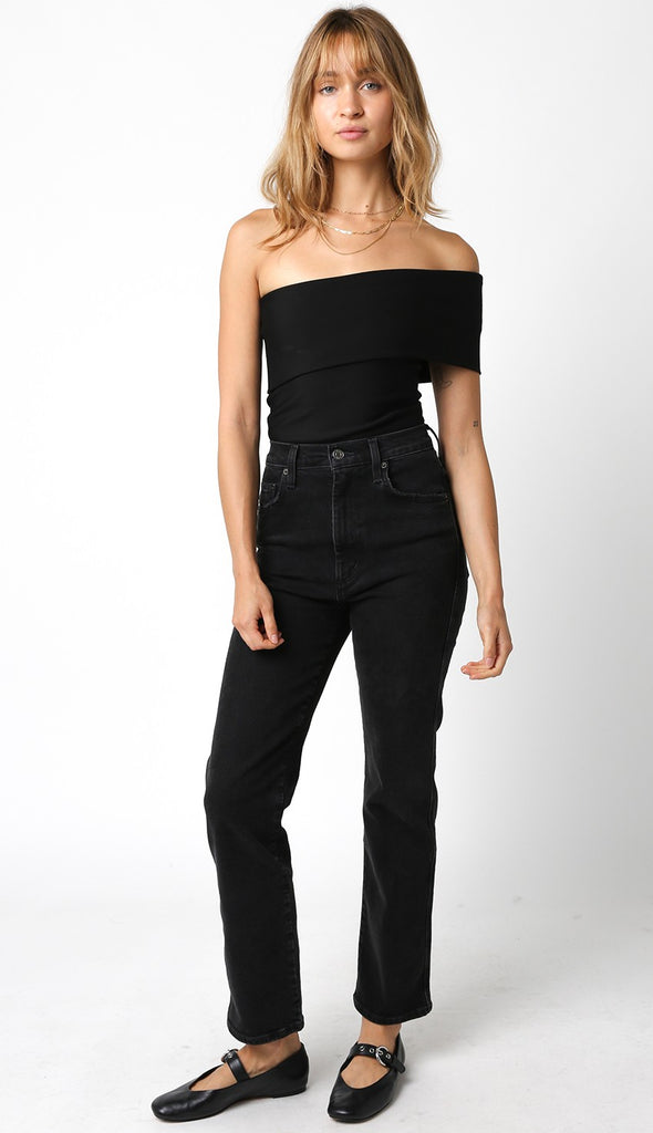 Black One Shoulder Bodysuit