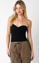 Black Twist Front Tube Top