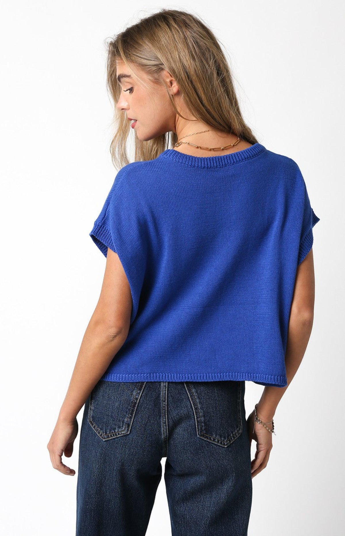 Blue American Flag Sweater Top back