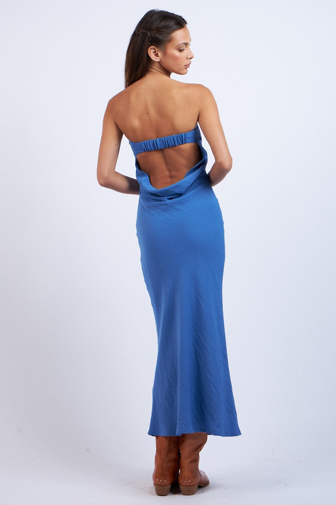 Blue Strapless Maxi Dress