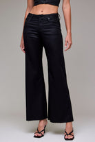 Camille Black Coated Wide Leg Jeans - Detailed View