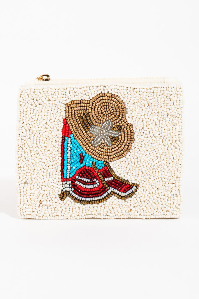 Cowboy Boots Beaded Coin Purse