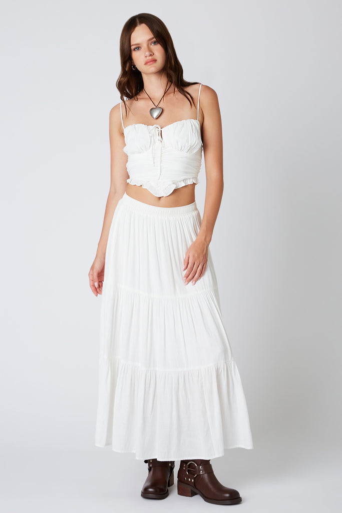 White Tiered Maxi Skirt