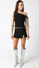 Black Low Rise Mini Skirt