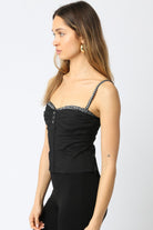 Black Bustier Top With Attached Gingham Bra