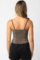 Going Out Tops - Ruth Brown Plaid Corset Cami Top - Back View
