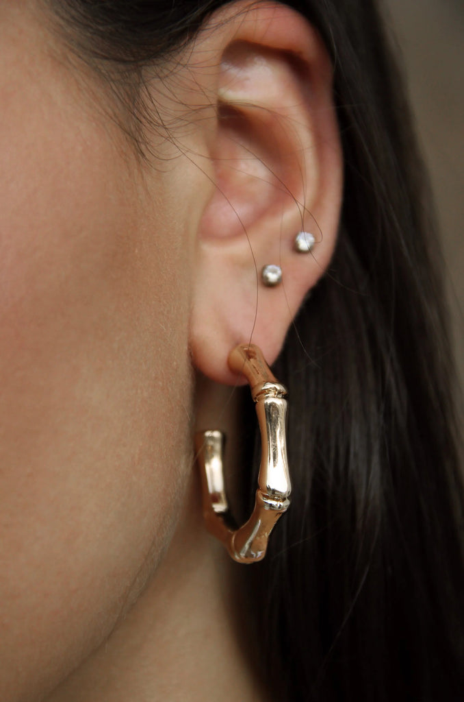 Gold Textured Hoops Set