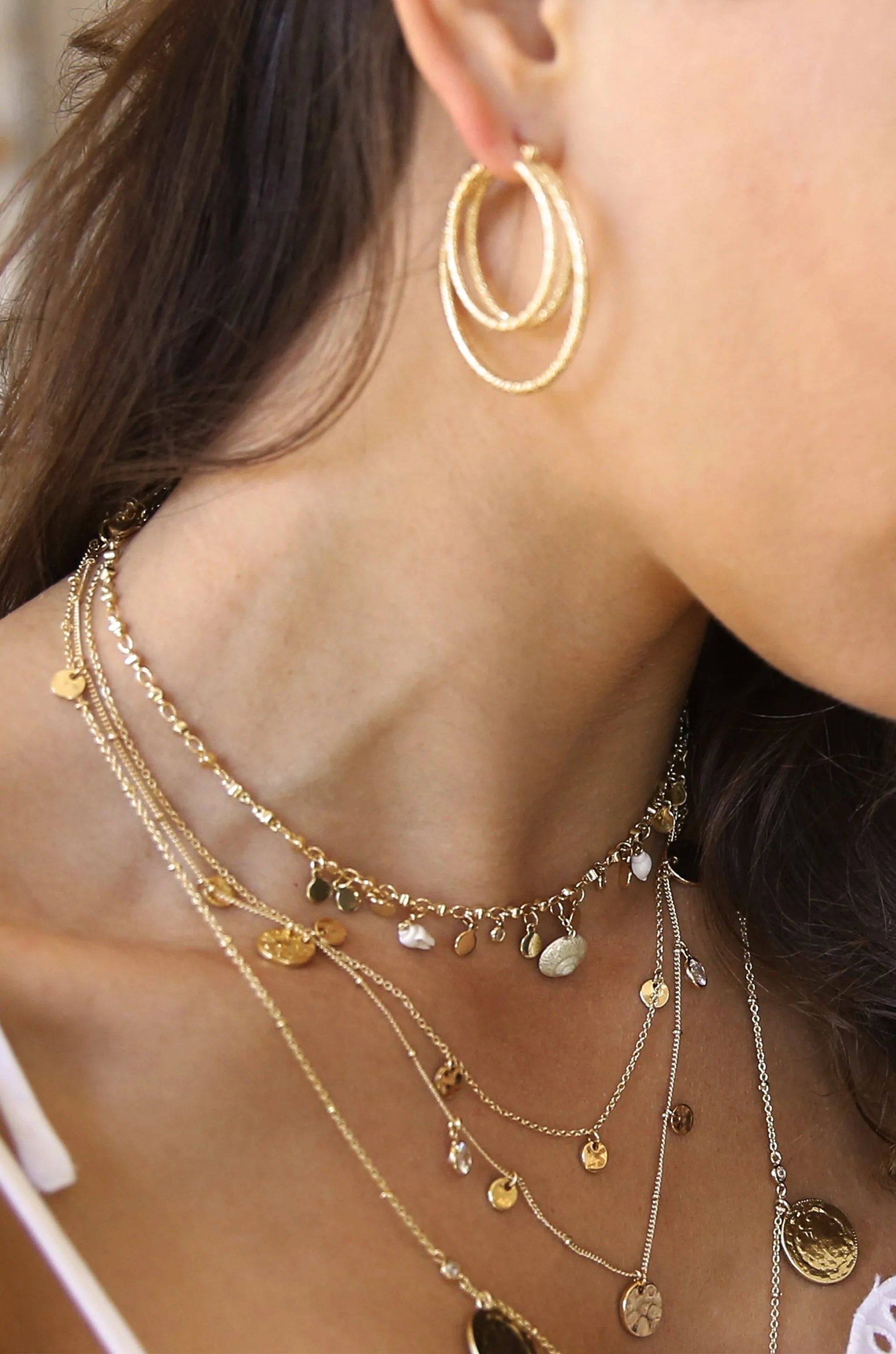 Gold Textured Hoops