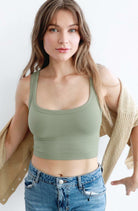 Sage Chevron Crop Top