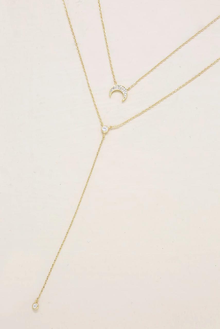 Crescent Moon Layered Necklace Set