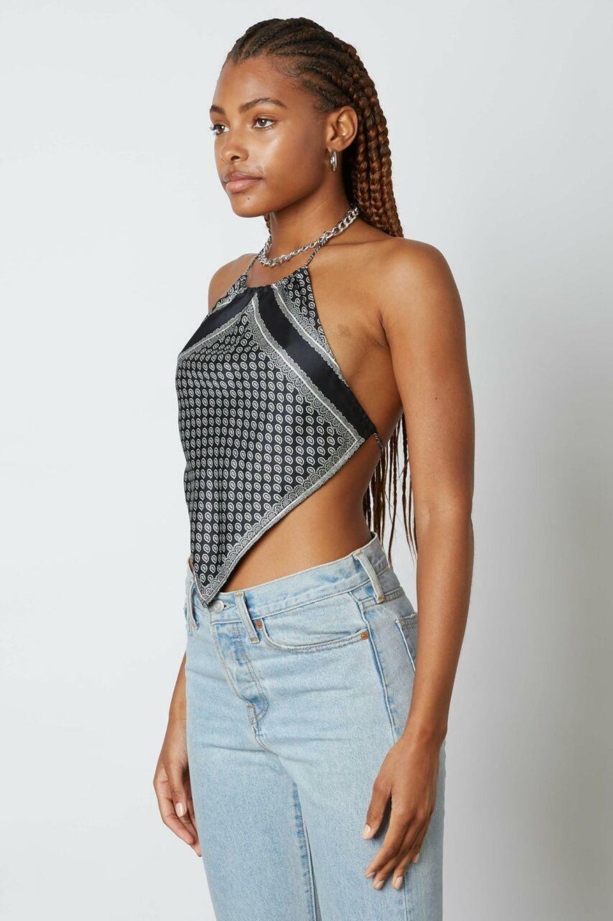 Black and White Bandana Print Scarf Top