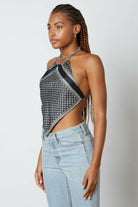 Black and White Bandana Print Scarf Top