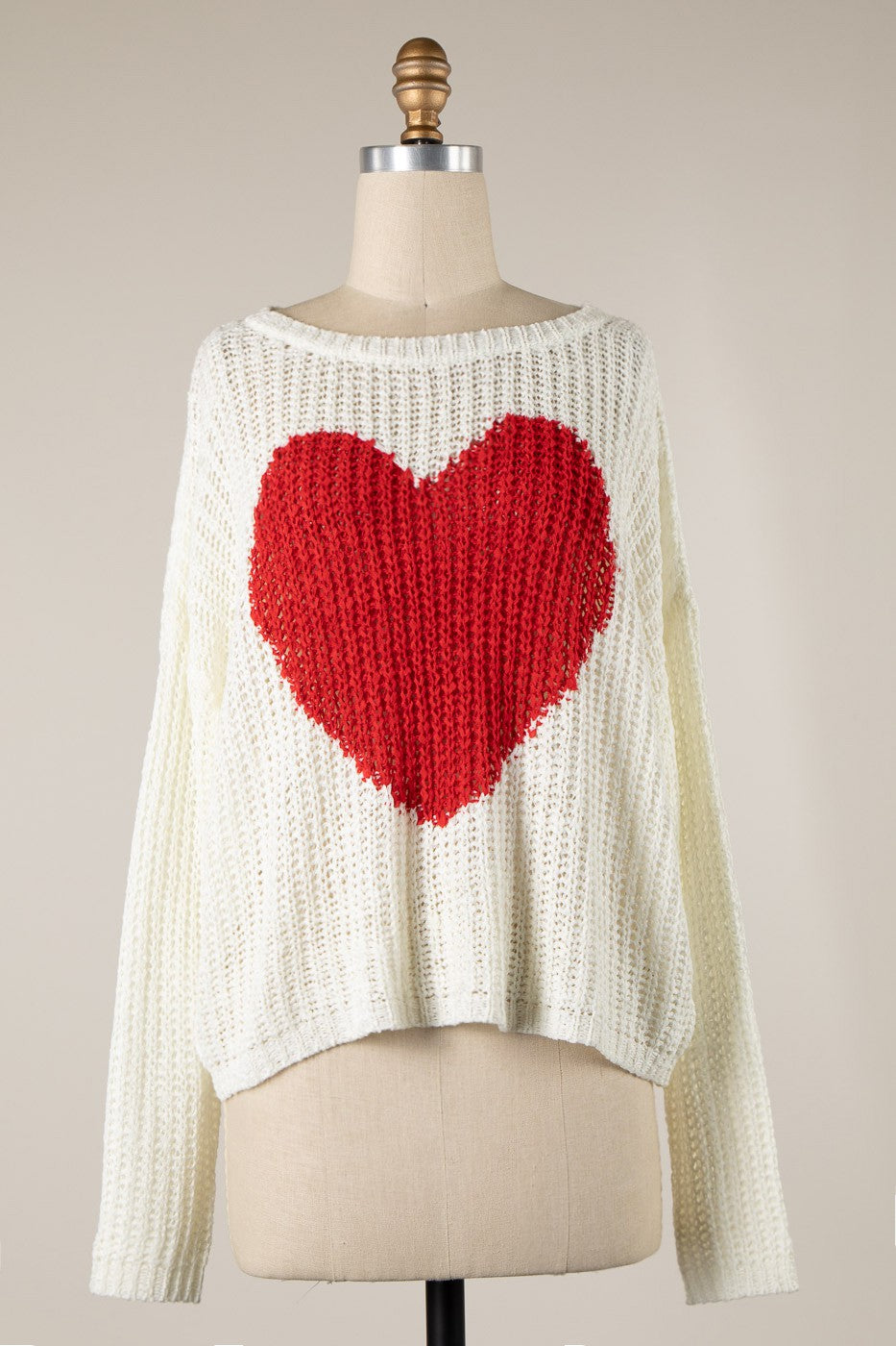 Valentine's Day - Emmile Ivory Heart Sweater - Front View