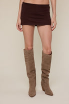 Klara Brown Micro Mini Skort - Front View