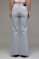Olivia Light Grey Low Rise Flare Jeans - Back View