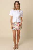 White linen puff sleeve top at Cabana Club Boutique.