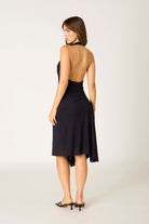 Elsa Midnight Blue Halter Draped Dress side