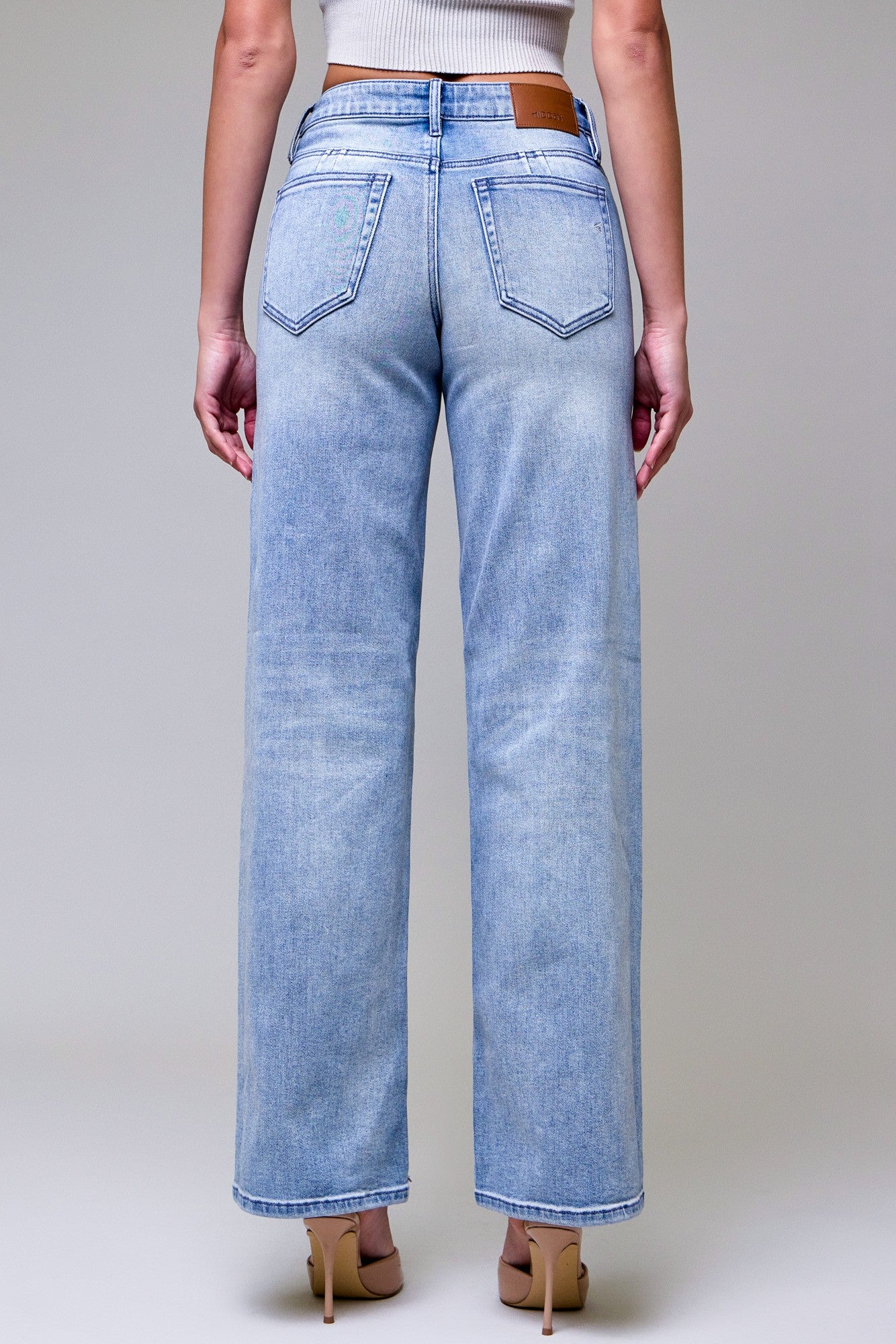 Back view of Monica dad jeans showing the classic pocket placement and flattering mid-rise waist.