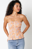 Orange Floral Smocked Tube Top