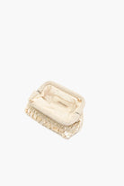 Interior view of chrochet pearl clutch