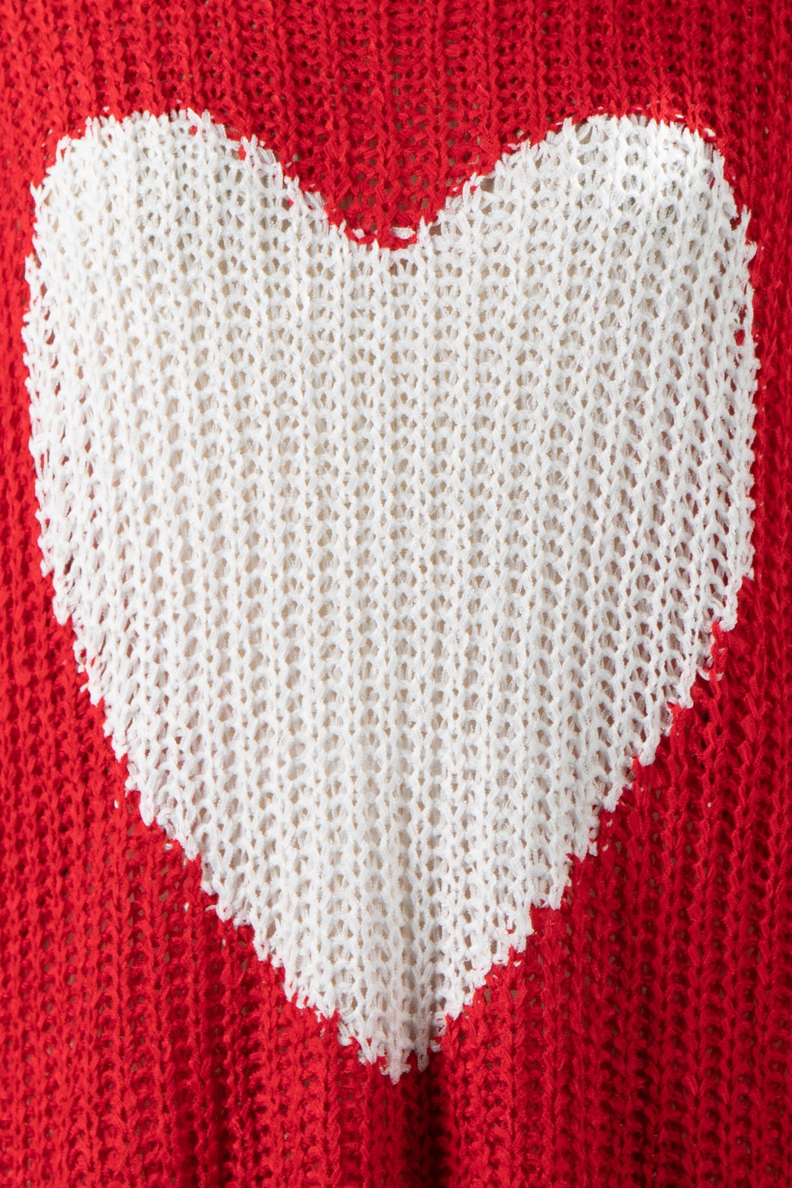Emmile Red Crew Neck Heart Sweater - Detailed View