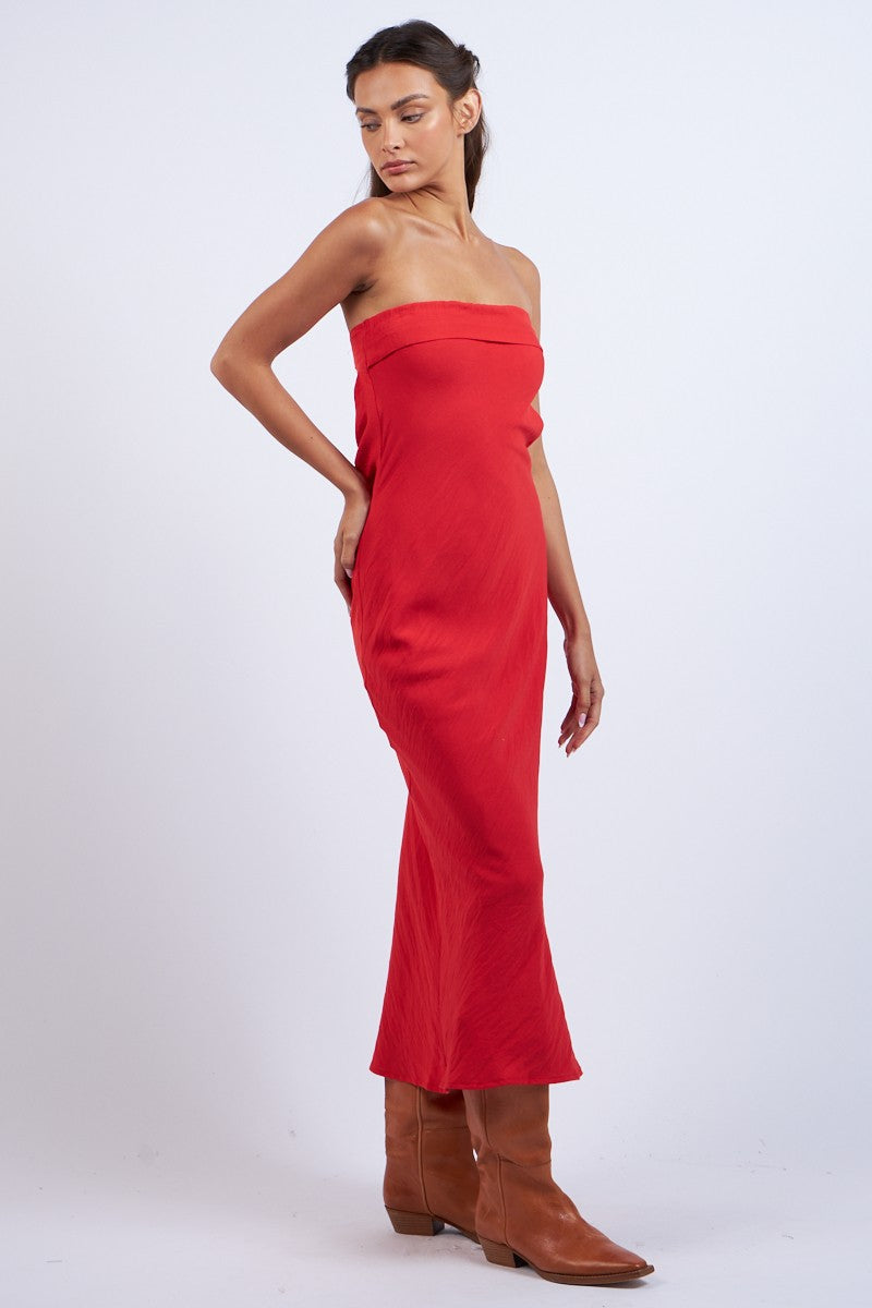 Red Strapless Cowl Back Maxi Dress | Cabana Club Boutique Large / Red Red Strapless Cowl Back Maxi Dress | Cabana Club Boutique Large / Red