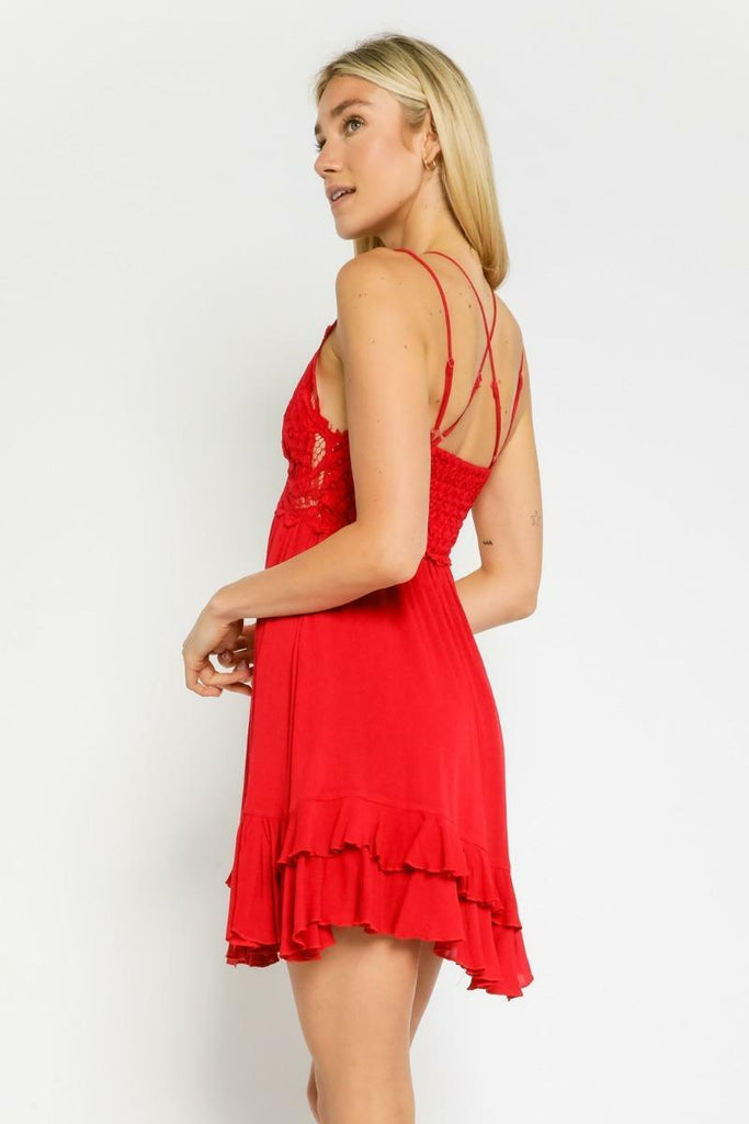 Red Lace Bralette Mini Dress