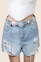 Silver Concho Flower Chain Belt