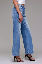 Astra Star Mid Rise Flare Jeans - Side View
