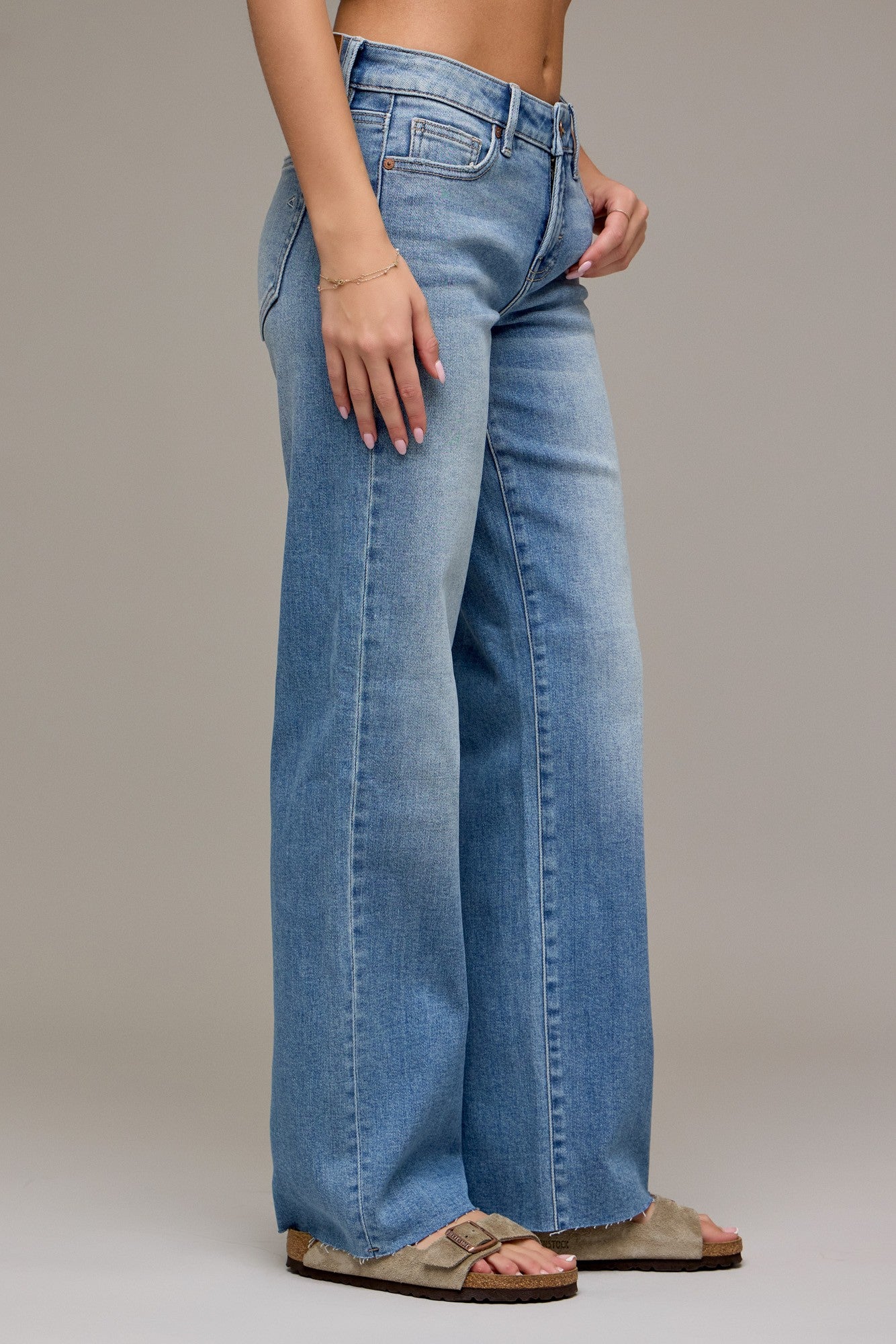 Sylvie Medium Wash Straight Jeans - Side View