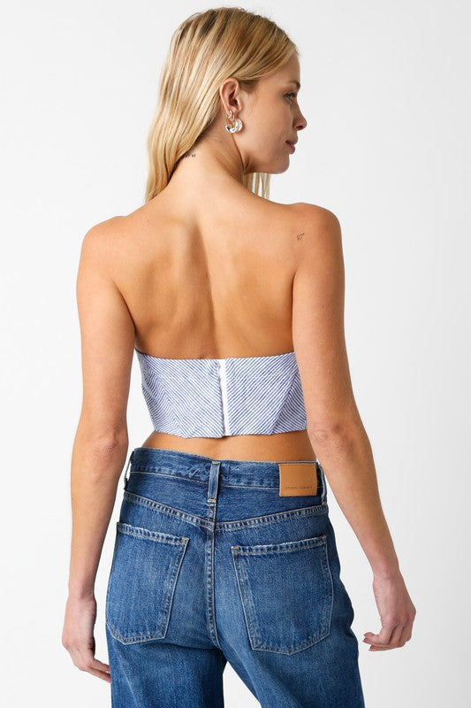 Strapless Linen Bustier Top