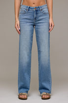 Sylvie Medium Wash Straight Jeans - Front View