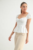 Side view of structured Katherine corset top white