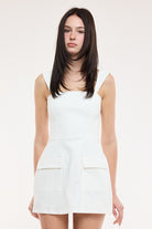 Jessie White Denim Pocket Mini Dress