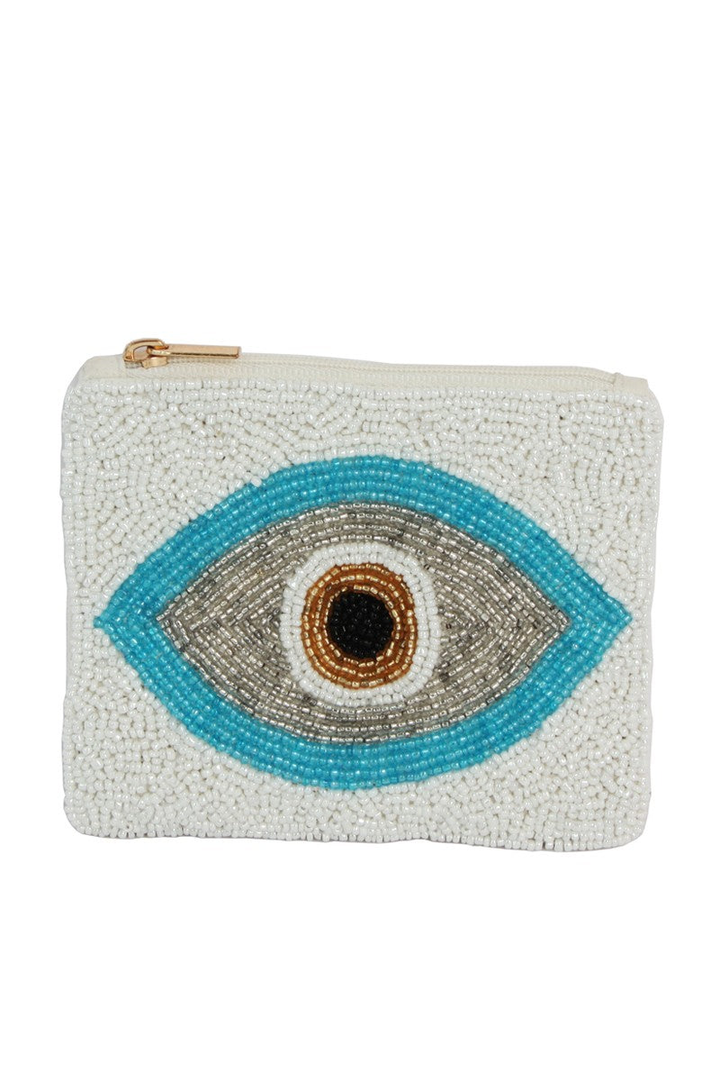 White Evil Eye Coin Purse 