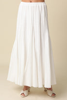 Lena White Godet Maxi Skirt 