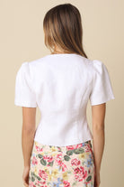 Trendy white linen top at Cabana Club Boutique back view