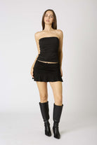 Women Black Ruffle Mini Skirt