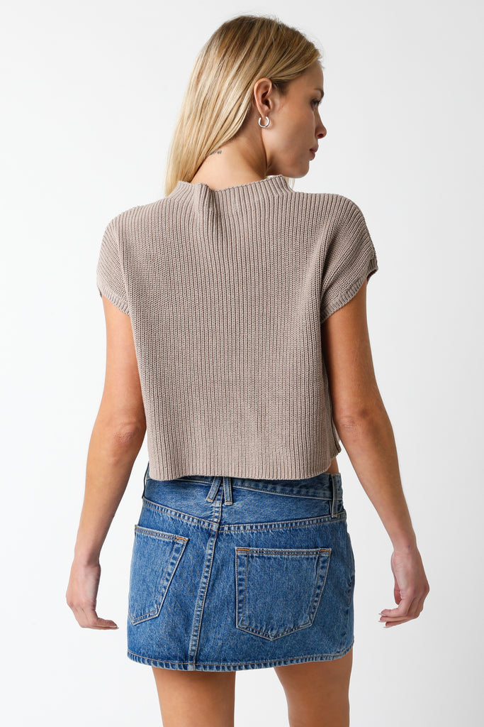 Womens Short Sleeve Mock Neck Sweater